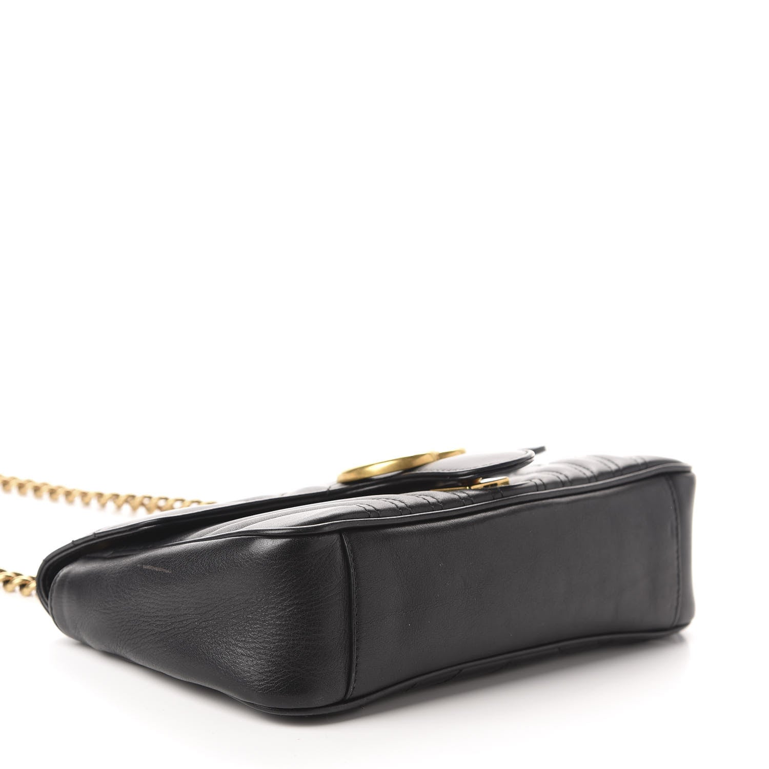 Gucci Calfskin Matelasse Small GG Marmont Shoulder Bag Black 4 of 12