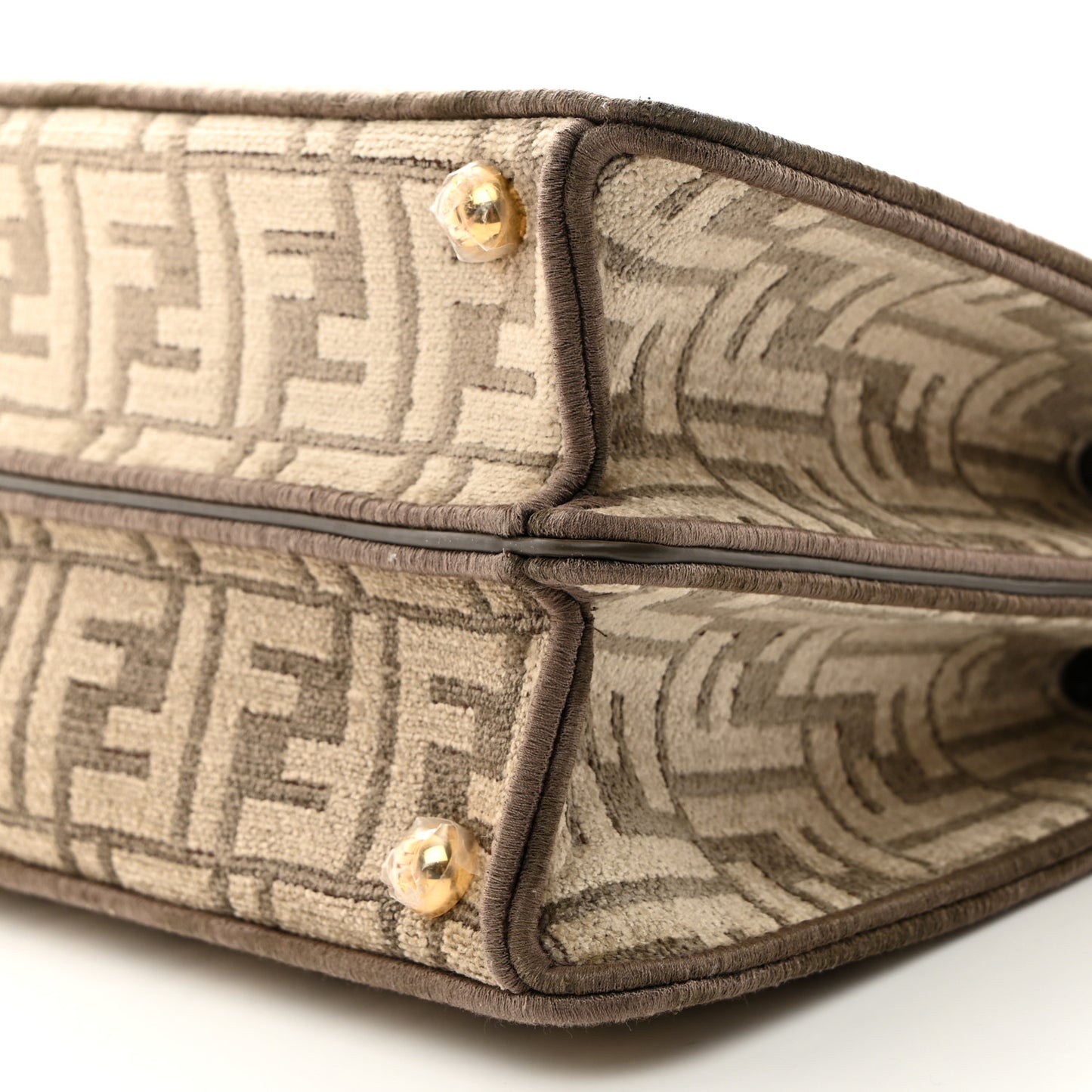 Chenille Vitello Seta FF Small Peekaboo I SEE U Satchel Tortora Nuvola