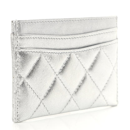 Chanel Metallic Lambskin Quilted Card Holder Silver 3 of 8