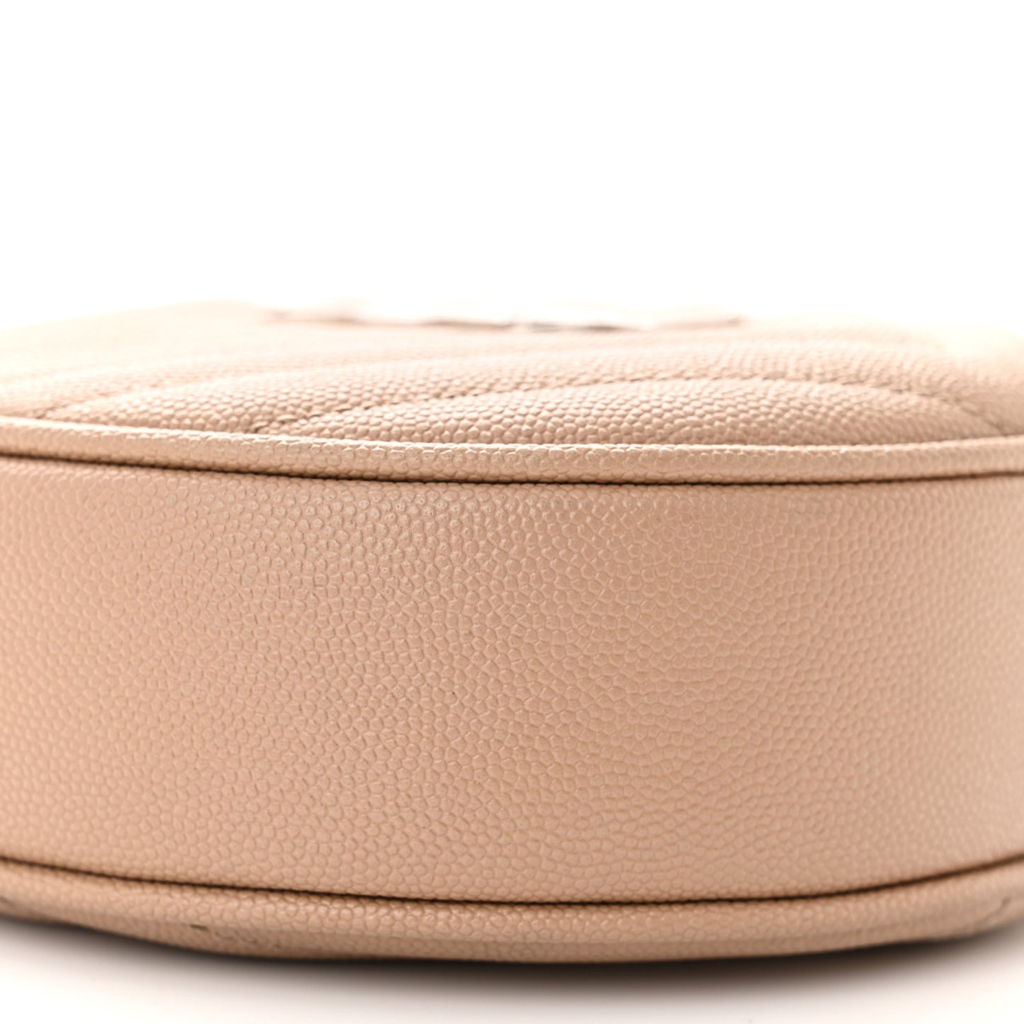 Grain De Poudre Matelasse Chevron Quilted Round Vinyle Camera Bag Dark Beige