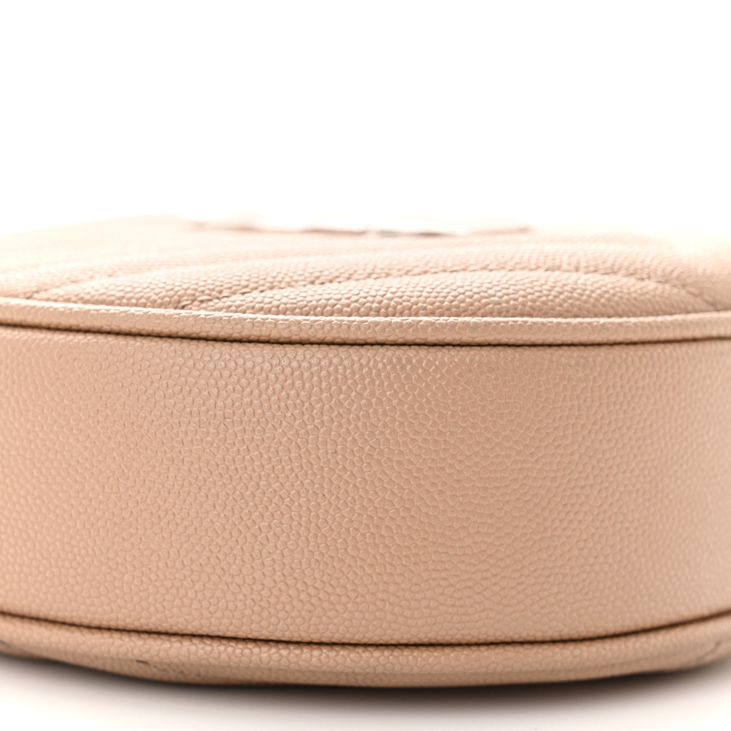 Saint Laurent Grain De Poudre Matelasse Chevron Quilted Round Vinyle Camera Bag Dark Beige 9 of 10