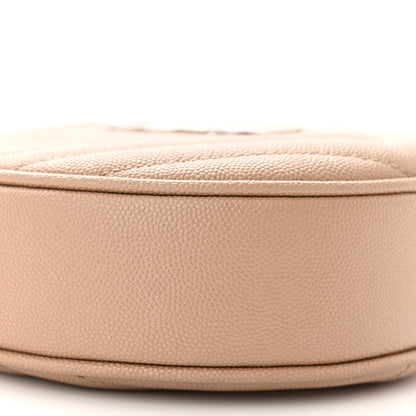Saint Laurent Grain De Poudre Matelasse Chevron Quilted Round Vinyle Camera Bag Dark Beige 9 of 10