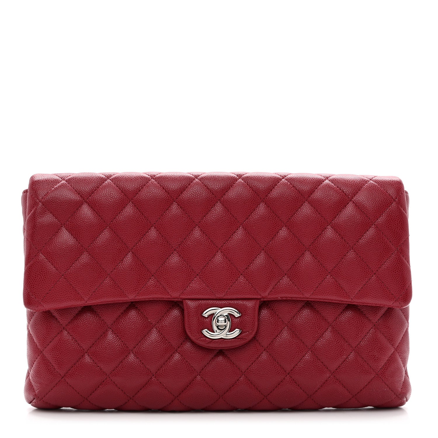 Chanel Caviar Quilted Flap Clutch Dark Red 1 of 7