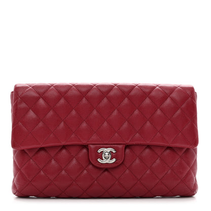 Chanel Caviar Quilted Flap Clutch Dark Red 1 of 7