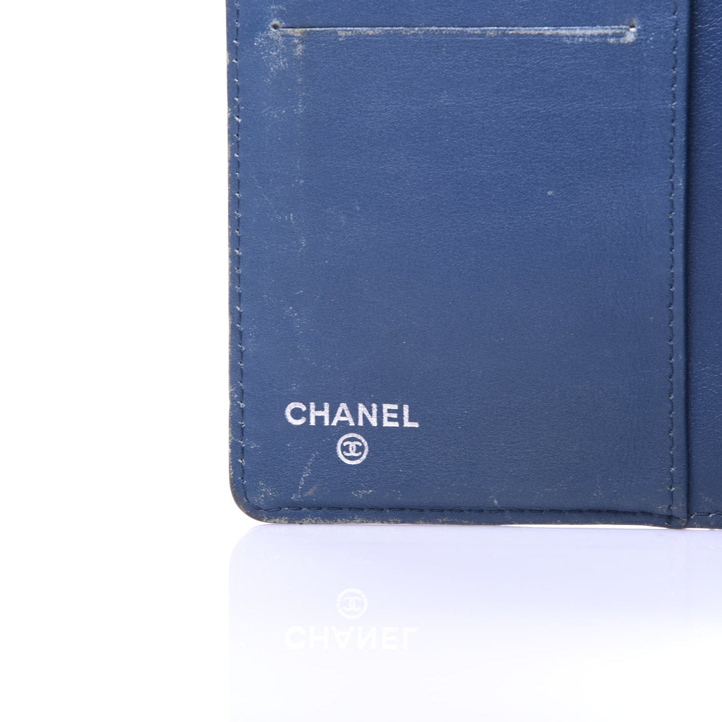 Patent Calfskin Quilted Yen Wallet Blue