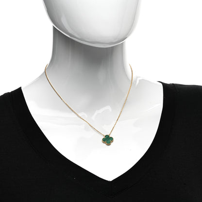 Van Cleef & Arpels 18K Yellow Gold Malachite Vintage Alhambra Pendant Necklace 2 of 5