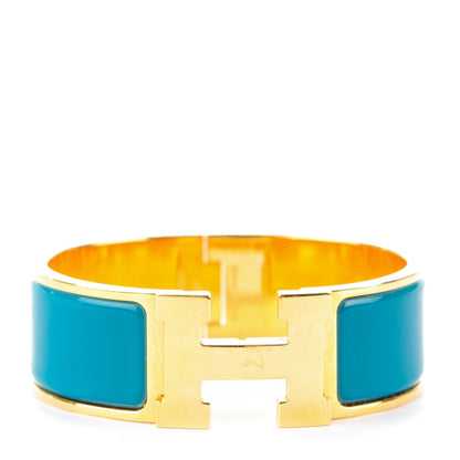 Hermes Enamel Wide Clic Clac H Bracelet PM Bleu Indien 1 of 5