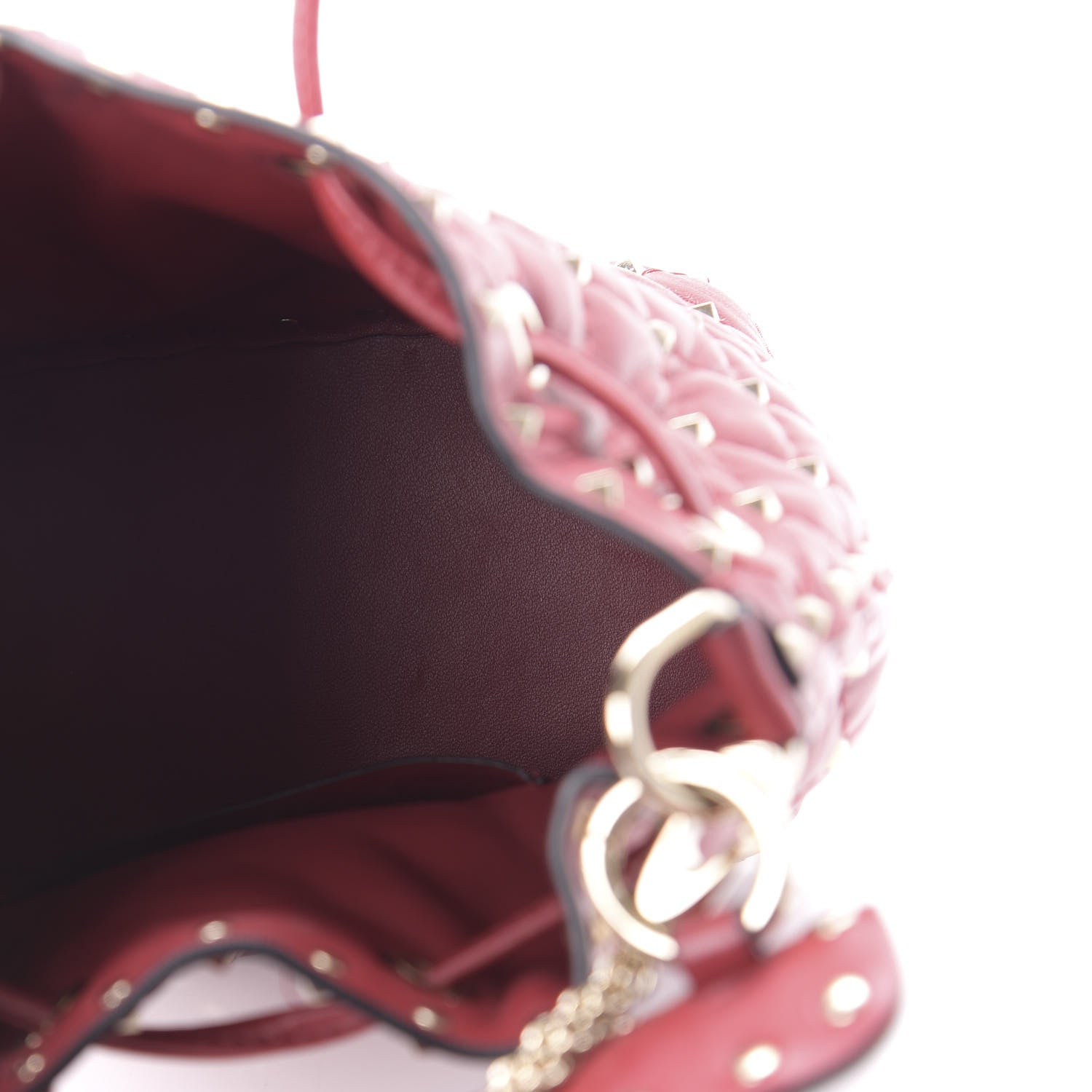 Valentino Garavani Nappa Small Rockstud Spike Bucket Bag Rosso Valentino 5 of 9