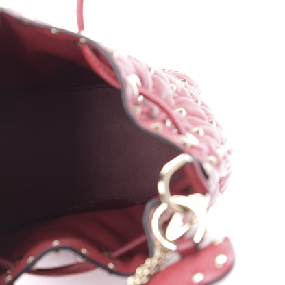 Valentino Garavani Nappa Small Rockstud Spike Bucket Bag Rosso Valentino 5 of 9