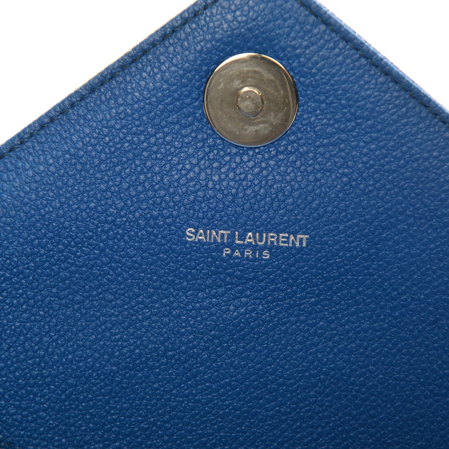 Grained Calfskin Matelasse Monogram Classic Medium Chain Bag Royal Blue