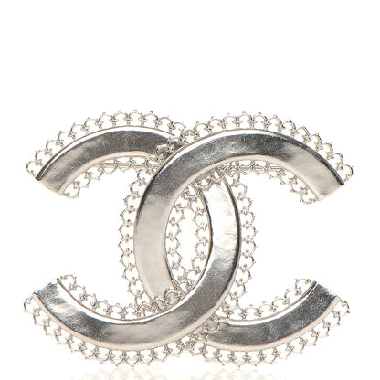 Chanel Large Scalloped CC Brooch Silver 1 of 4