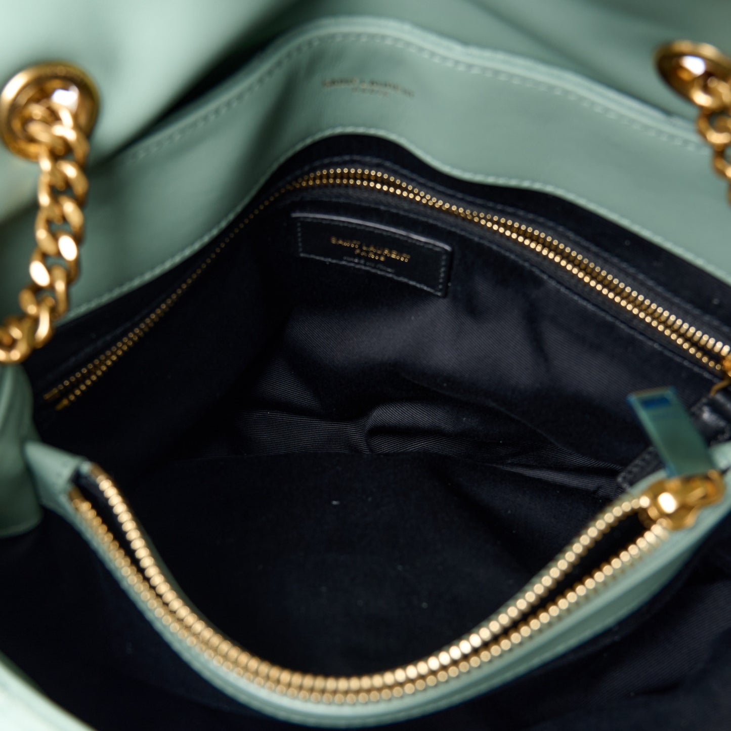Suede Y Quilted Monogram Medium Loulou Chain Satchel Vert Opaline