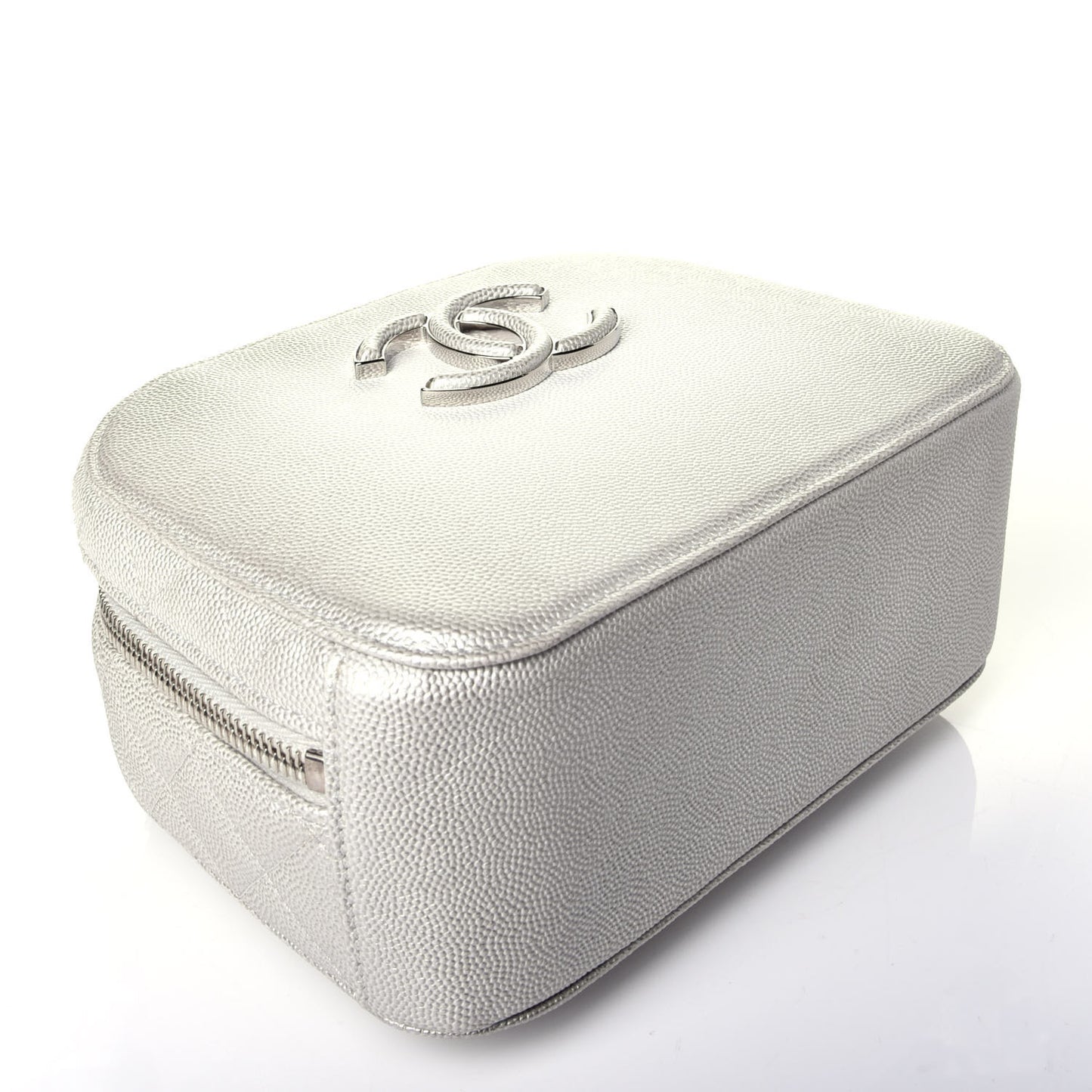 Metallic Caviar Small Coco Curve Vanity Bag Silver