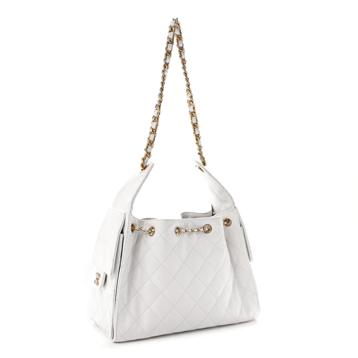Caviar Quilted Small Chanel 25 Handbag White
