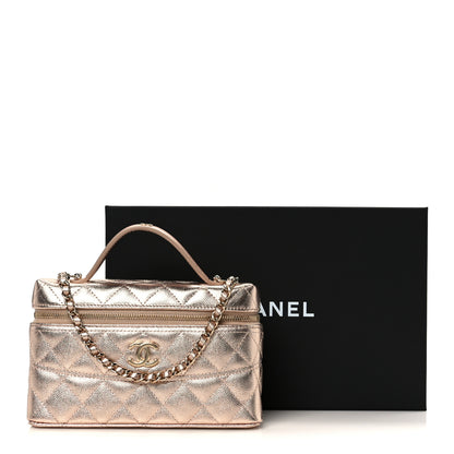 Chanel Metallic Caviar Quilted Trendy Handle Slim Vanity Copper 11 of 11