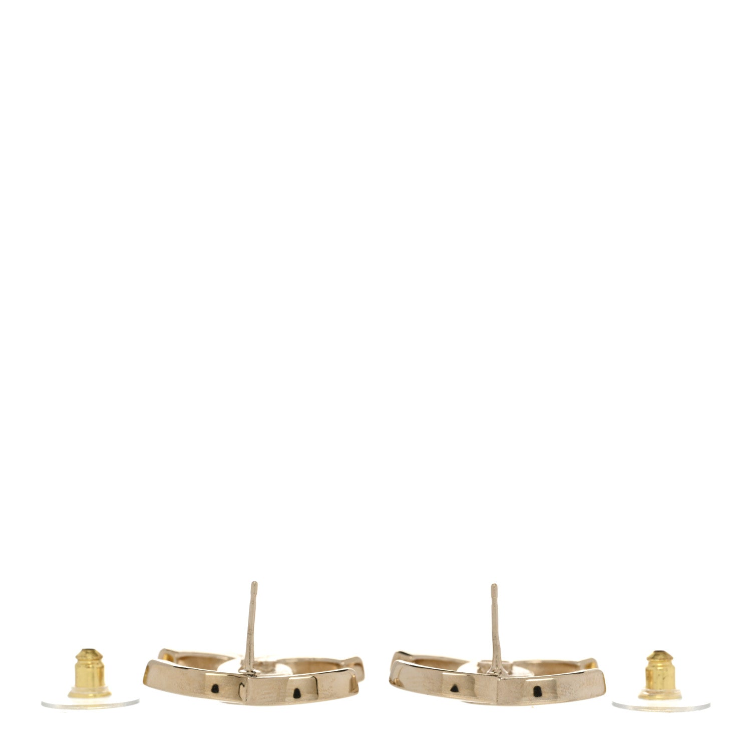Chanel Crystal CC Large Stud Earrings Gold 3 of 5