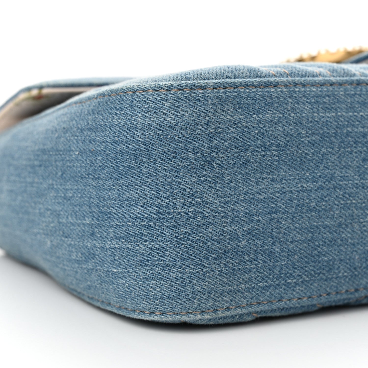 Gucci Denim Matelasse Small Pearly GG Marmont Shoulder Bag Blue 9 of 10