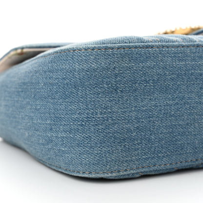 Gucci Denim Matelasse Small Pearly GG Marmont Shoulder Bag Blue 9 of 10