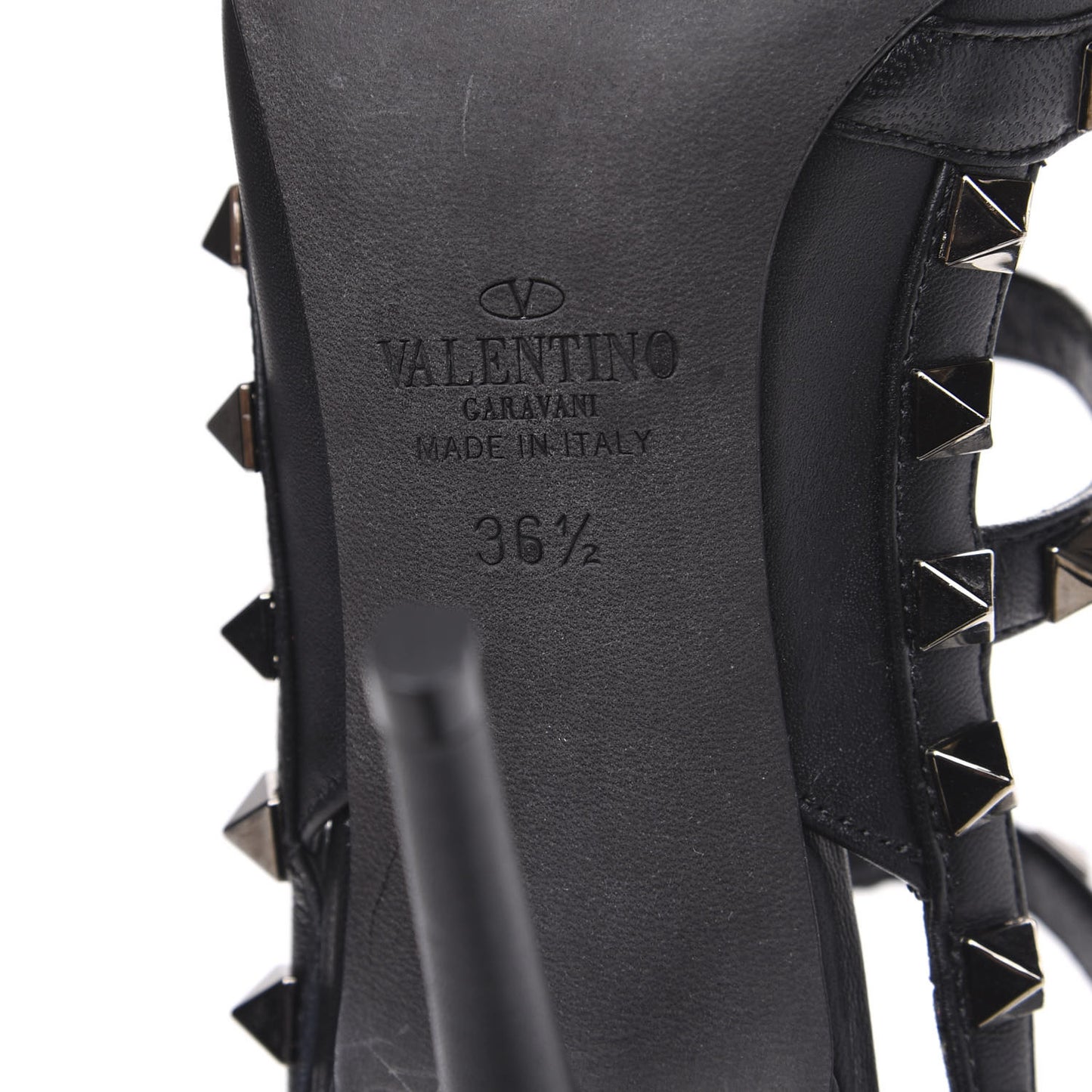 Nappa Rockstud Ankle Strap Pumps 36.5 Black