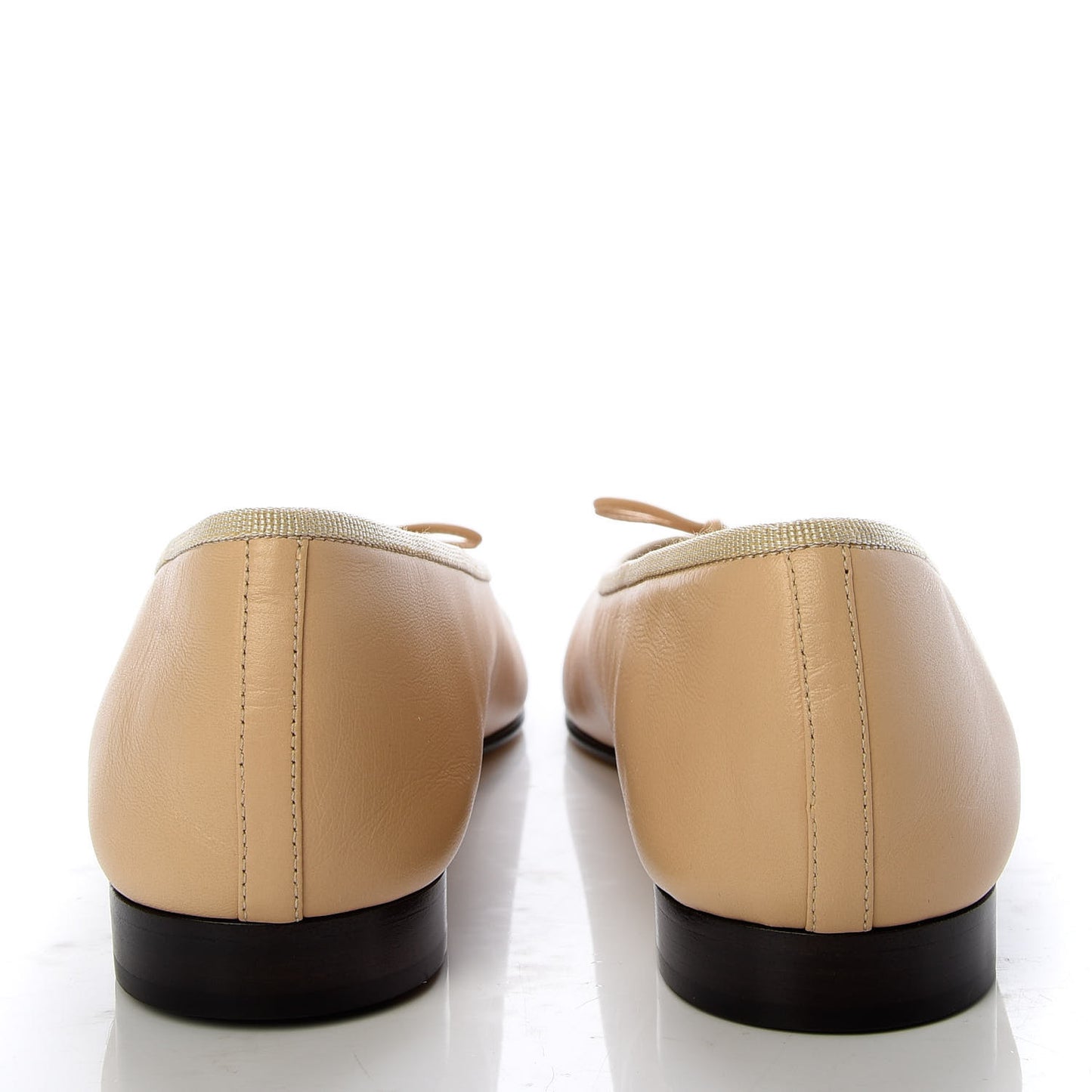 Lambskin Cap Toe CC Ballerina Flats 39.5 Beige Black