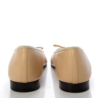 Chanel Lambskin Cap Toe CC Ballerina Flats 39.5 Beige Black 6 of 10
