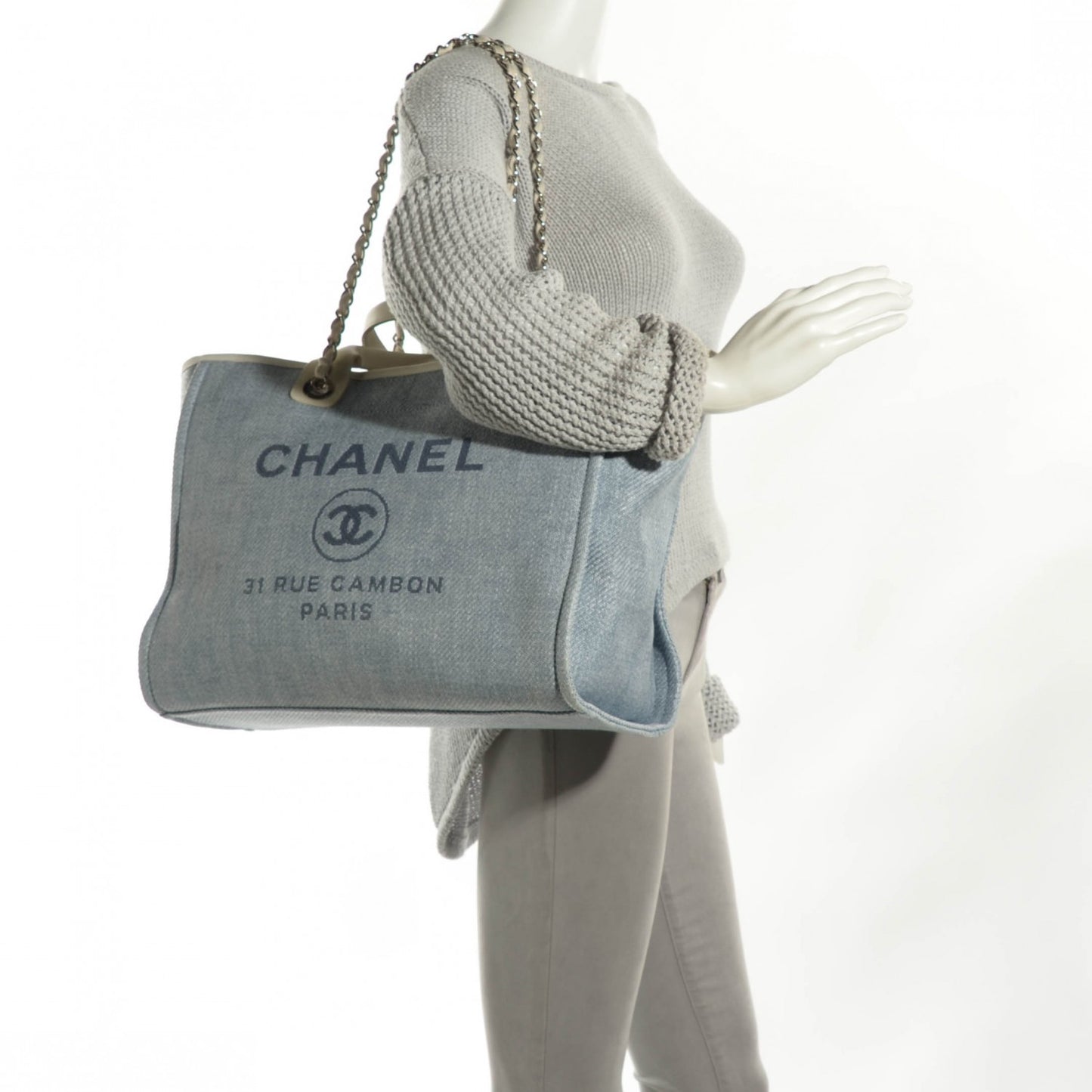 Canvas Deauville Large Tote Light Blue
