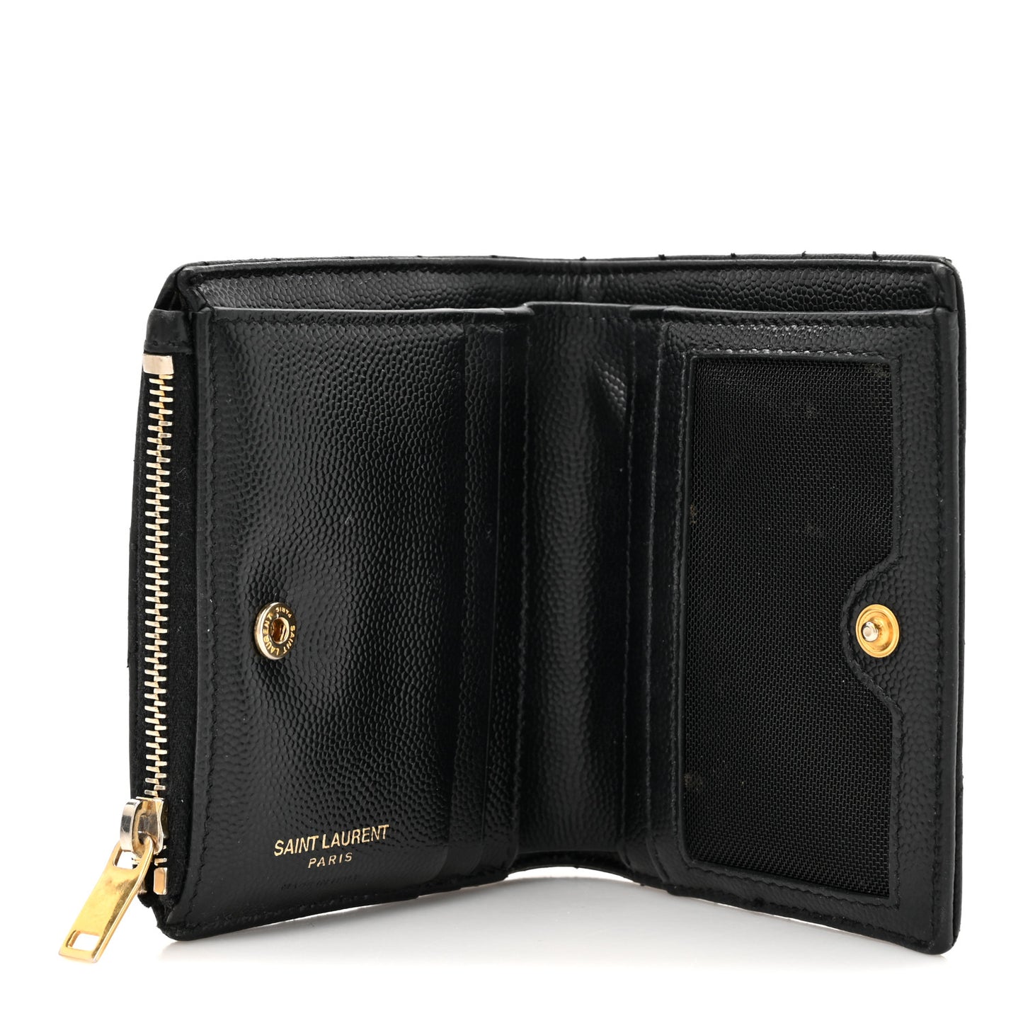 Grain De Poudre Matelasse Chevron Monogram Zipped Two-Part Wallet Black