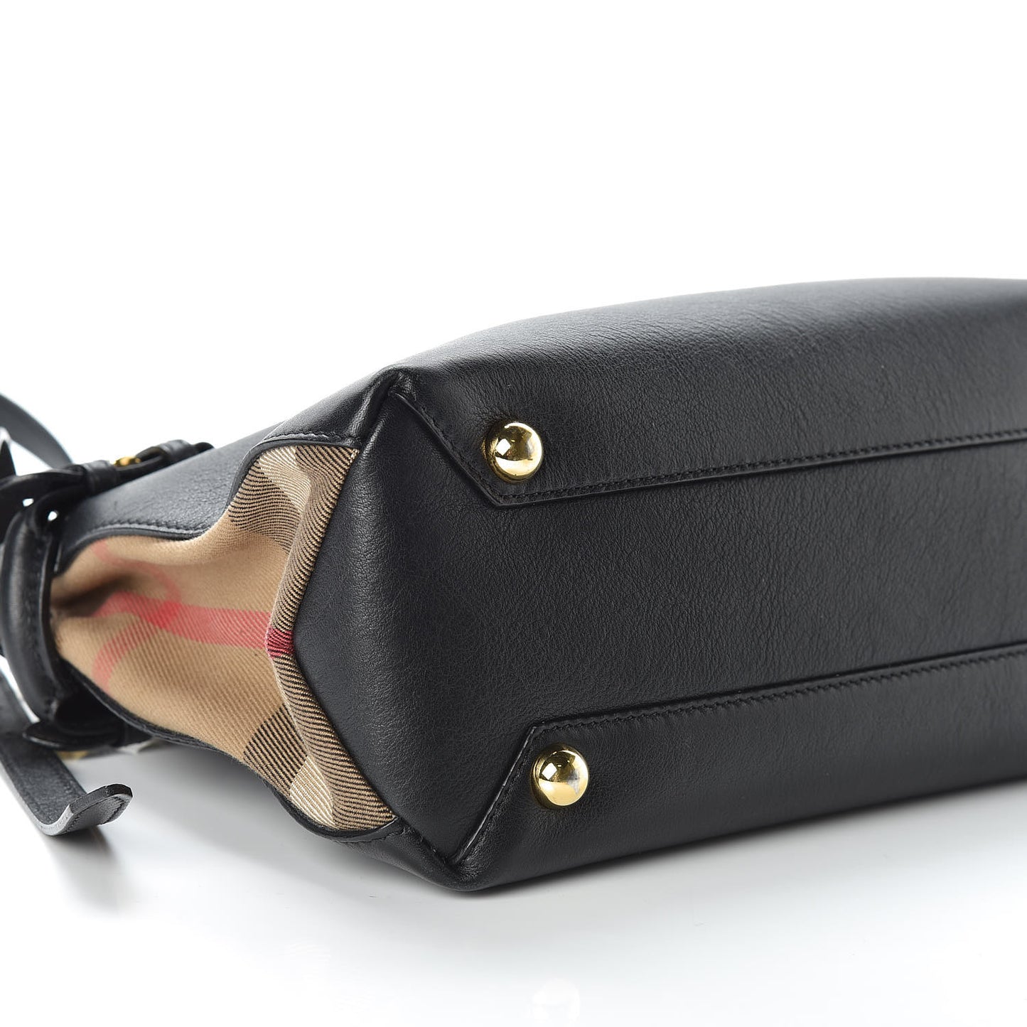 Calfskin House Check Small Banner Tote Black