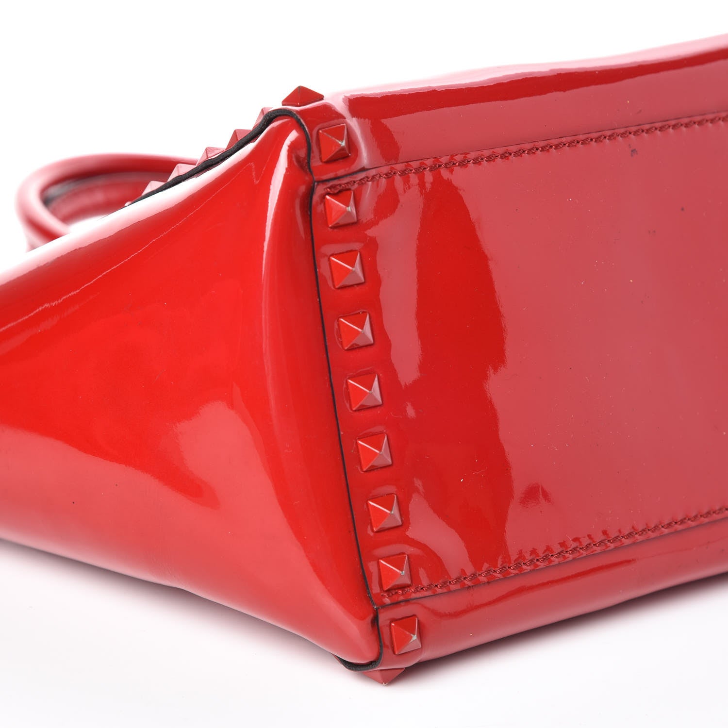 Valentino Garavani Patent Monochrome Small Rockstud Double Handle Tote Rosso Valentino 8 of 10