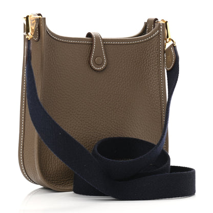 Hermes Taurillon Clemence Amazone Evelyne TPM Etoupe Bleu Indigo 3 of 11