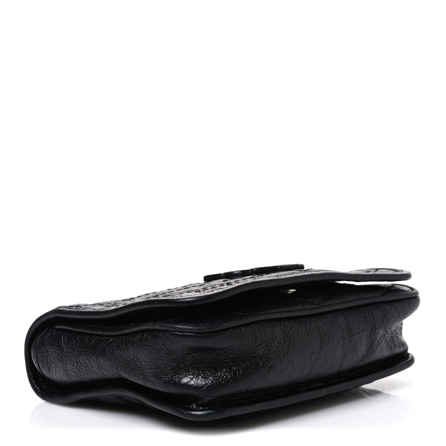 Crinkled Calfskin Matelasse Monogram Niki Chain Wallet Black
