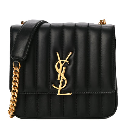 Saint Laurent Lambskin Matelasse Monogram Medium Vicky Chain Bag Black 1 of 13