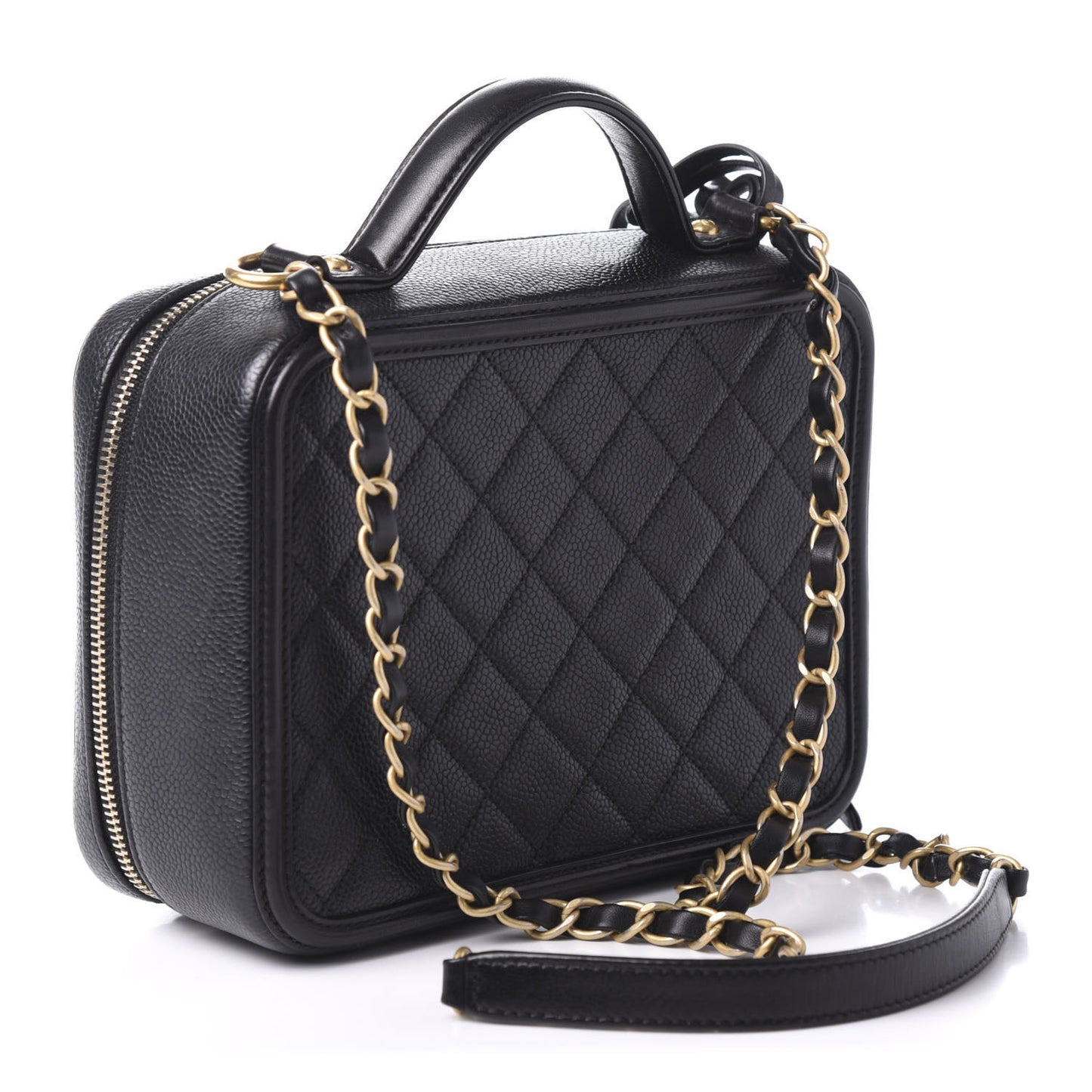 Caviar Quilted Medium CC Filigree Vanity Case Black