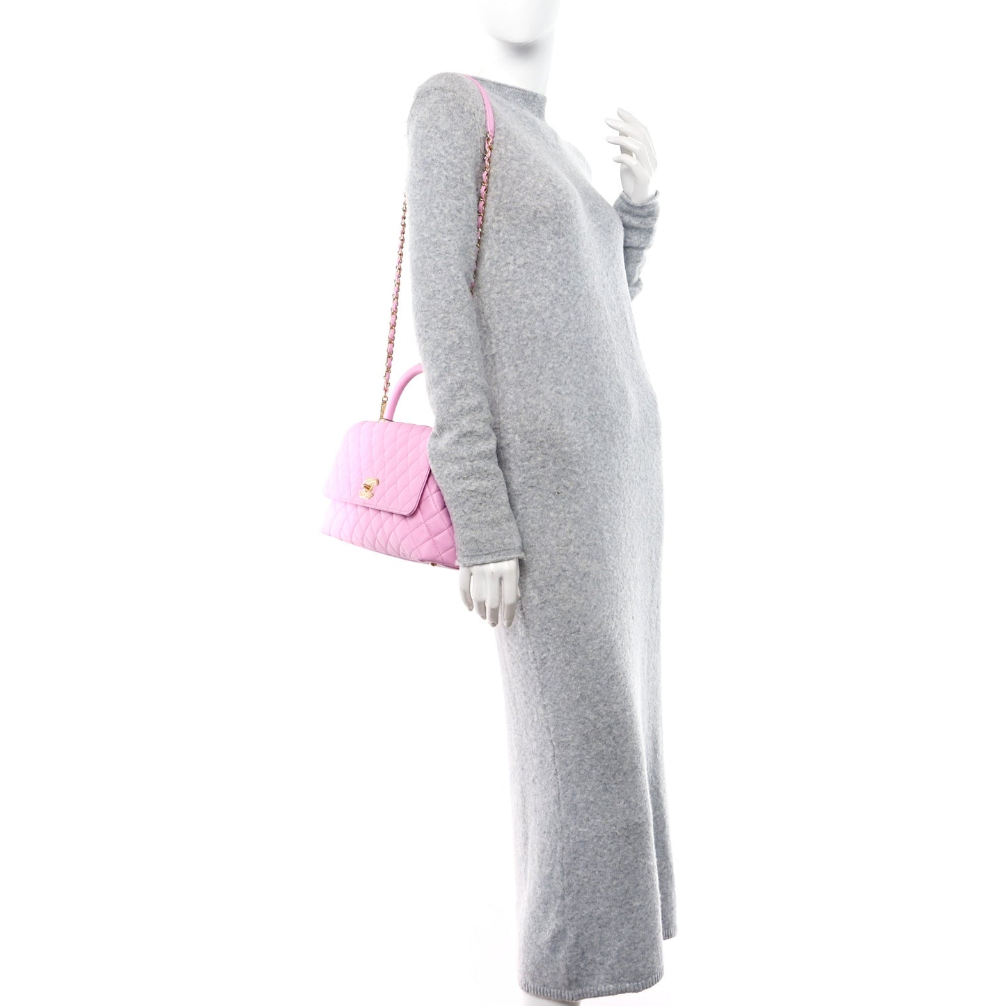 Caviar Quilted Small Coco Chain Handle Flap Lilac