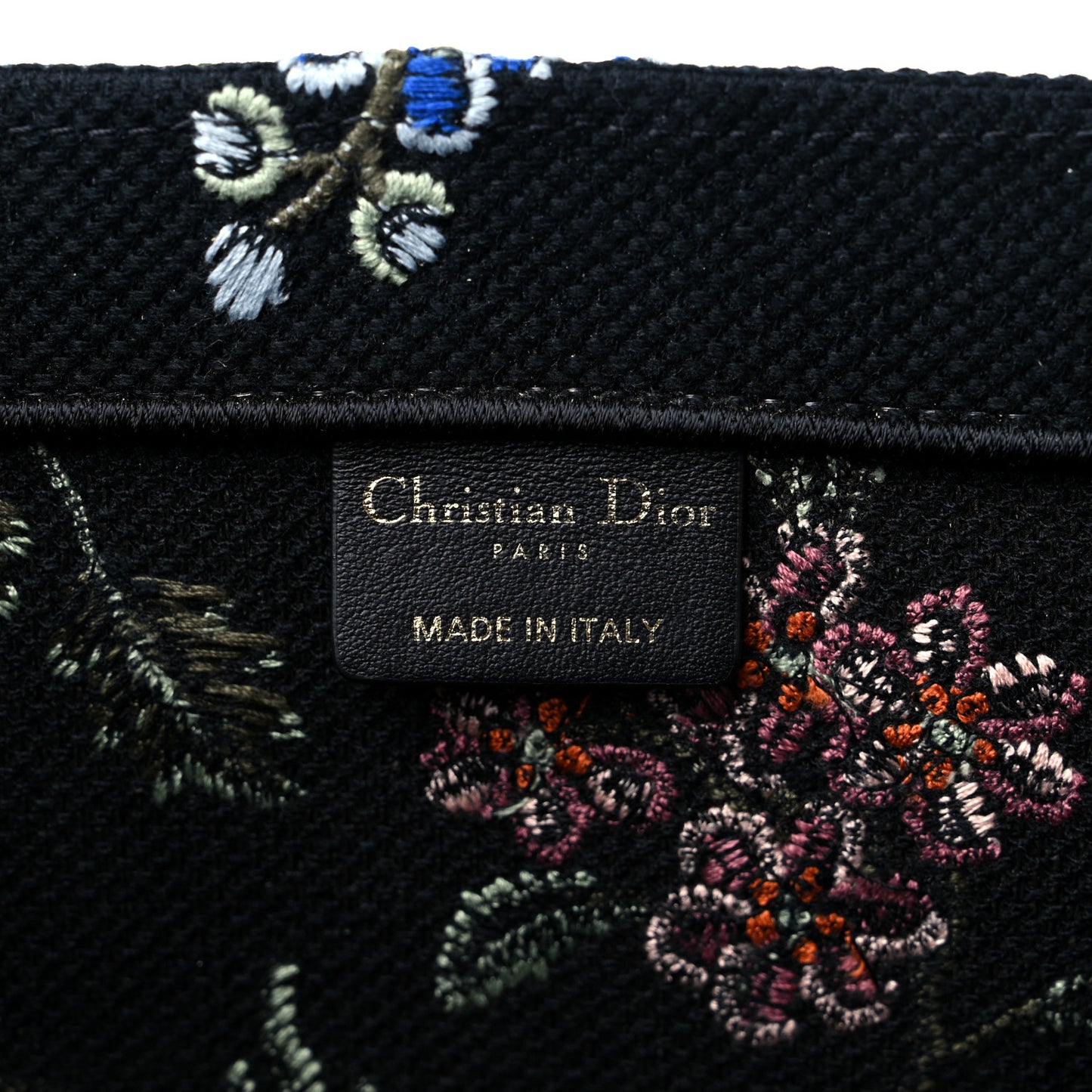 Canvas Embroidered Large Book Tote Black Multicolor