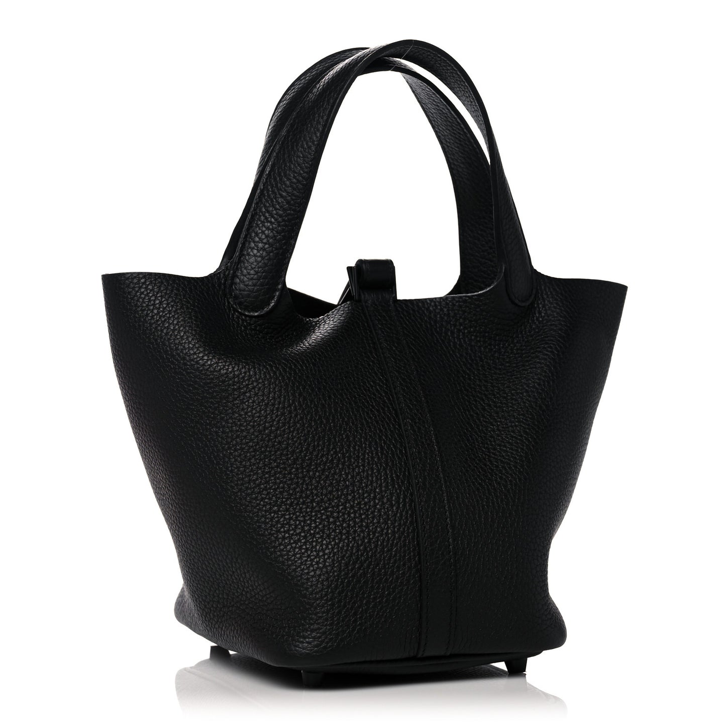 Taurillon Clemence Monochrome Picotin Lock 18 PM Black
