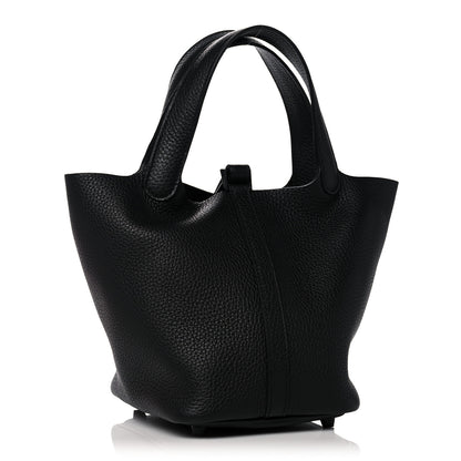 Hermes Taurillon Clemence Monochrome Picotin Lock 18 PM Black 3 of 10