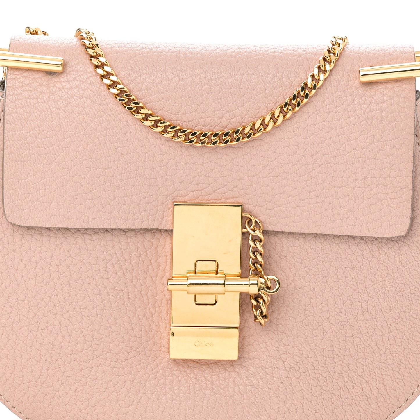 Grained Lambskin Mini Drew Shoulder Bag Cement Pink