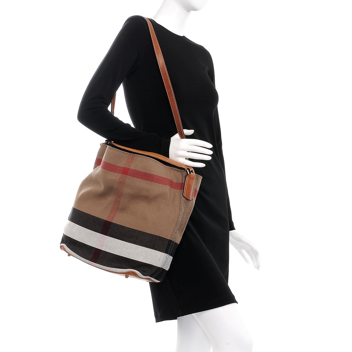 Burberry Canvas Mega Check Medium Susanna Hobo Saddle Brown 2 of 10