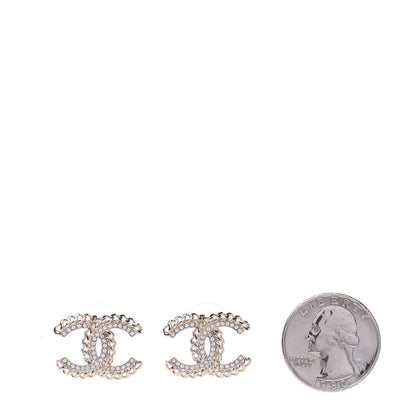 Chanel Crystal Chain CC Earrings Gold 2 of 5
