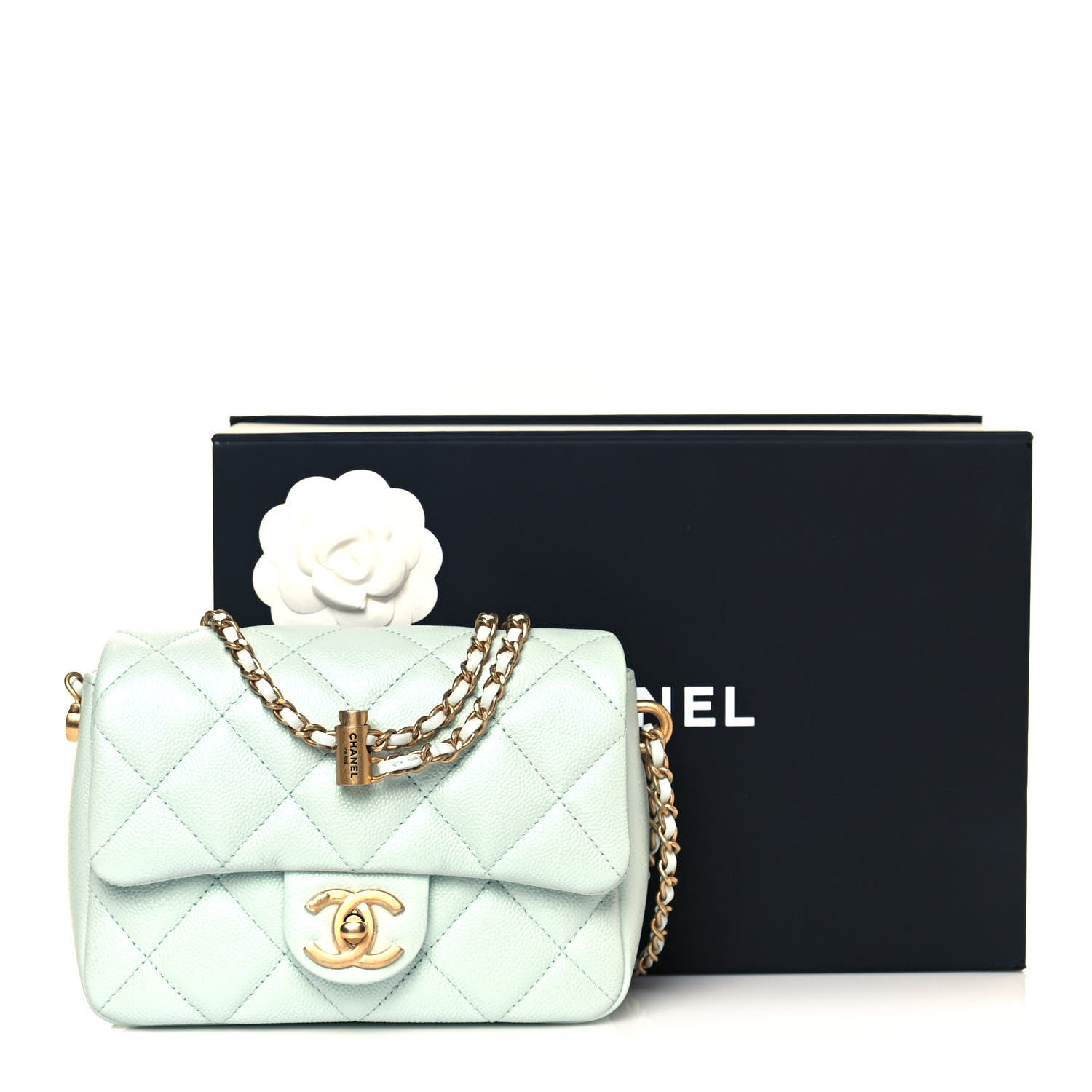 Chanel Iridescent Caviar Quilted Mini My Perfect Flap Light Green 11 of 11