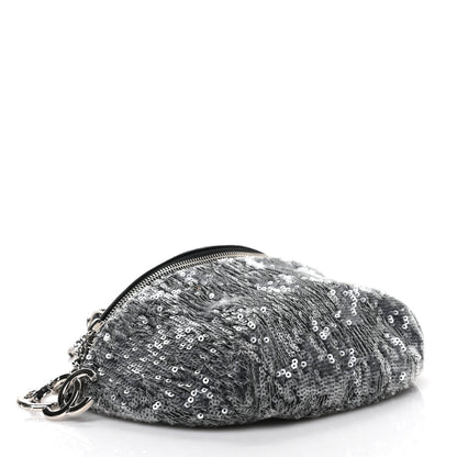 Chanel Sequin Waist Bag Fanny Pack Silver Black 4 of 9