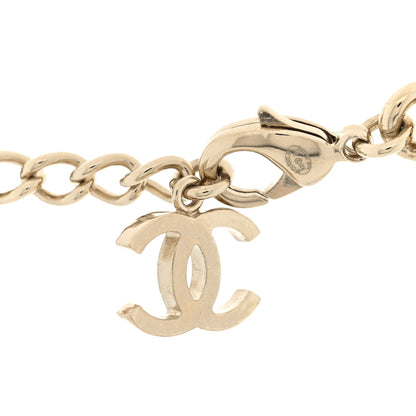 Chanel Metal Crystal Textured CC Star Chain Choker Necklace Gold 4 of 4