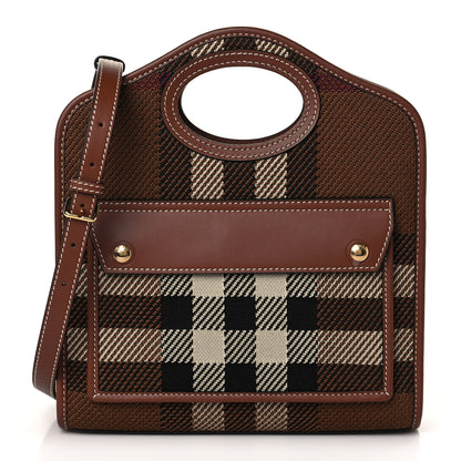 Burberry Smooth Calfskin Canvas Check Mini Pocket Bag Dark Birch Brown 1 of 7