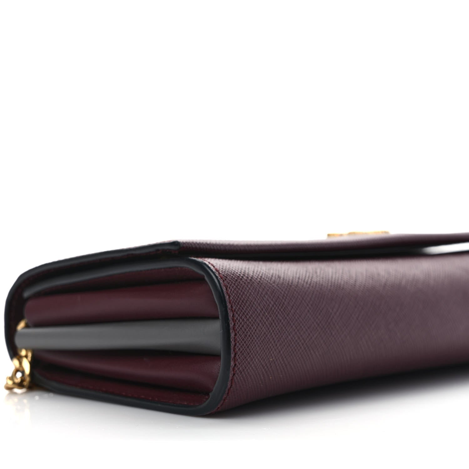 Prada Saffiano Metal Chain Wallet Granato 7 of 10