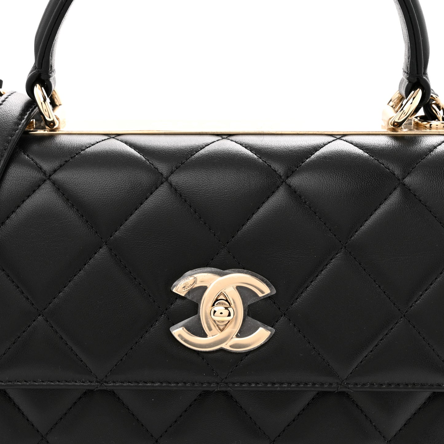 Lambskin Quilted Small Trendy CC Dual Handle Flap Bag Black