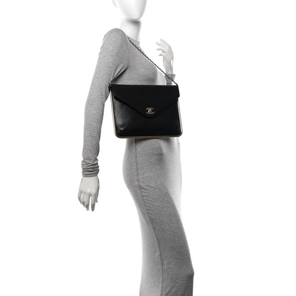 Chanel Grained Calfskin Envelope Clutch With Chain WOC Black 2 of 11