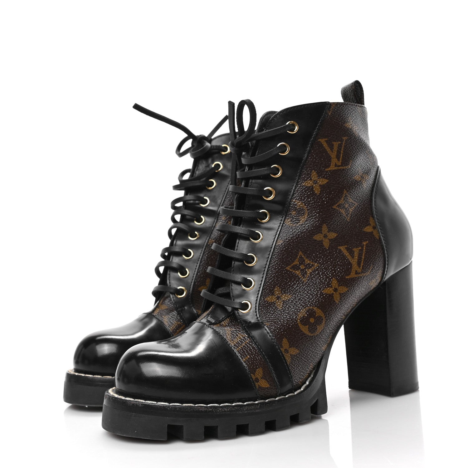 Louis Vuitton Patent Calfskin Monogram Star Trail Ankle Boots 41 Black 3 of 6
