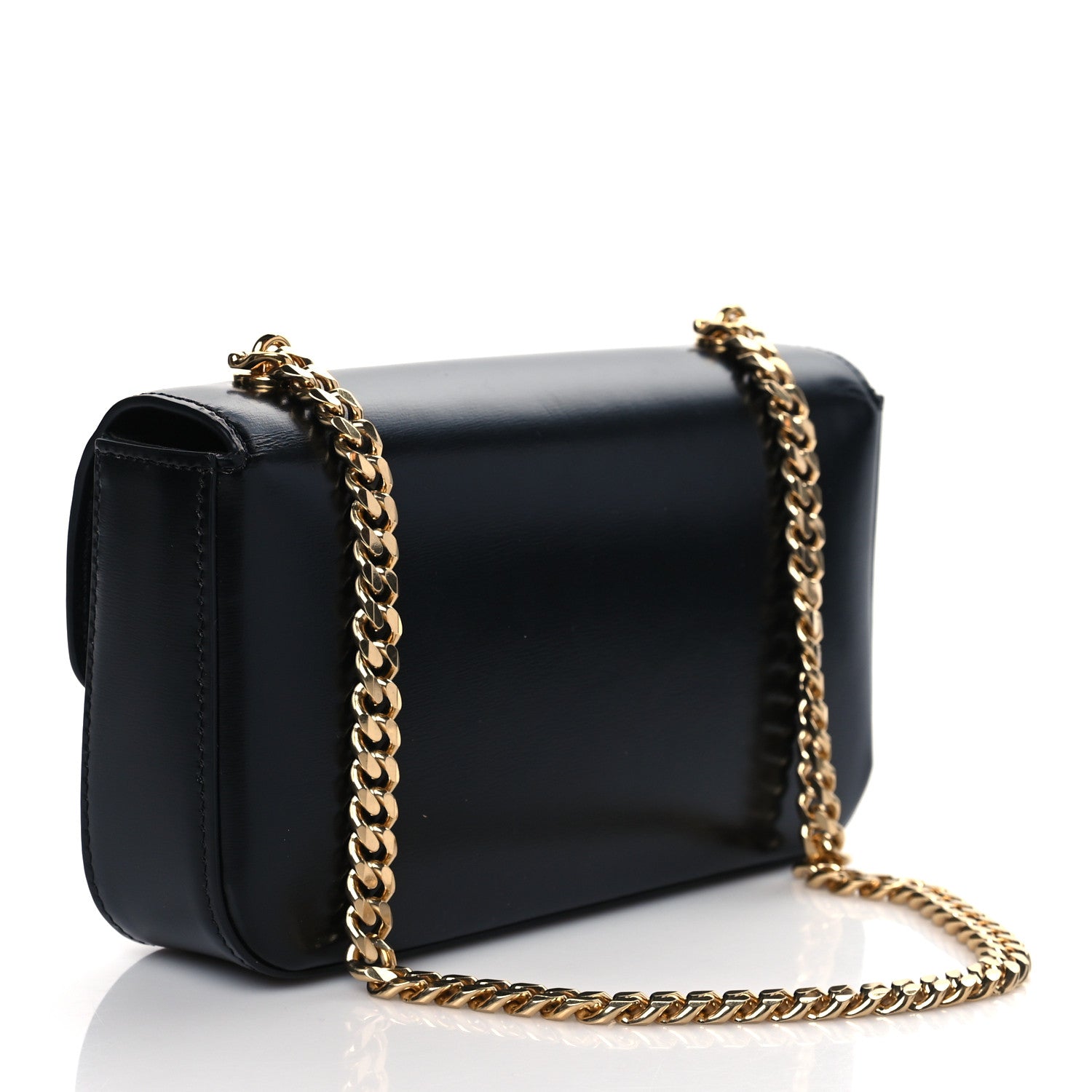 Celine Shiny Calfskin Triomphe Chain Shoulder Bag Black 3 of 9