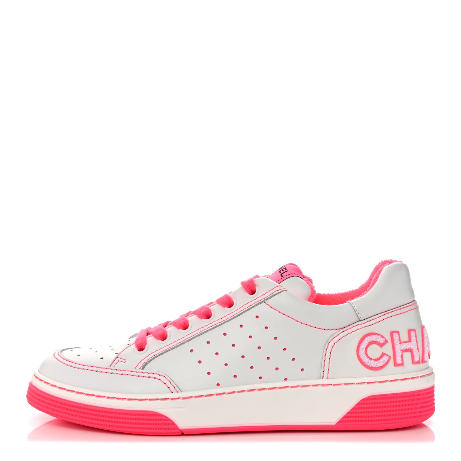 Chanel Calfskin Womens Logo Sneakers 40 Fuchsia White 1 of 10
